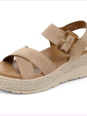 Womens Espadrille Platform Sandals Low Wedge Orthopedic Arch Support Cushion